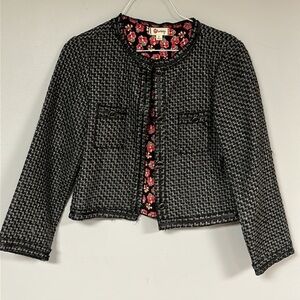 Euc Olsenboye Boucle Tweed Cropped Jacket with cute Lining Small juniors